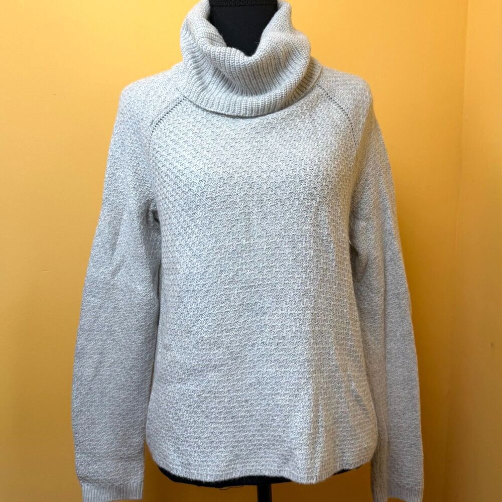 Banana Republic Merino Wool Alpaca Blend Cowl Neck Sweater Light Gray Cozy S